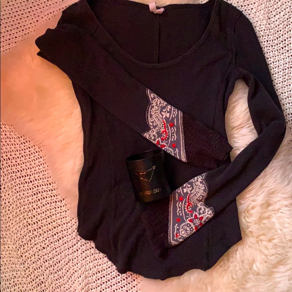 Free People Ballet Neck Lace Henley